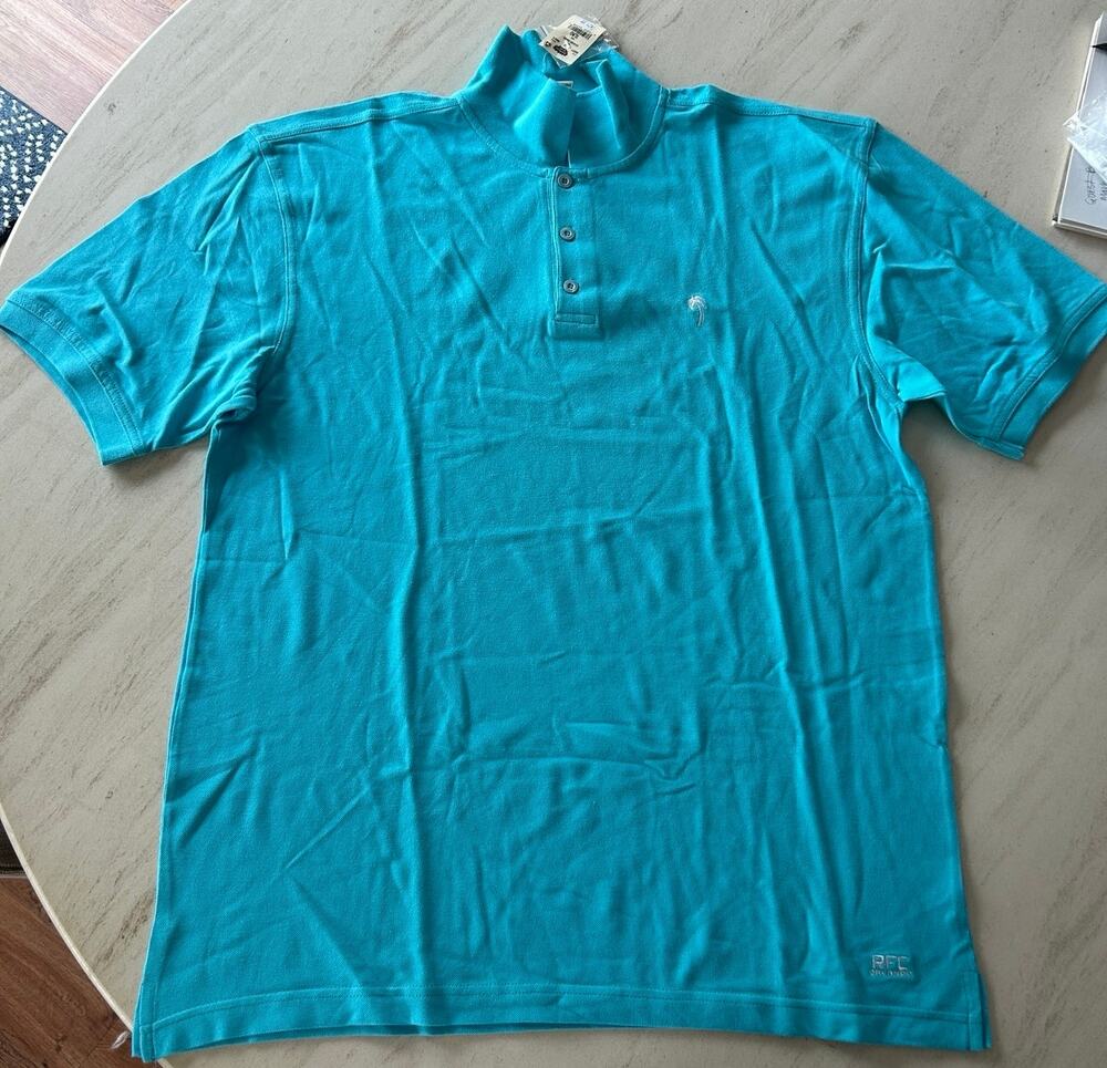 Vintage Rainforest Cafe Men's NEW Turquoise Blue Pique Polo Shirt, Size XL